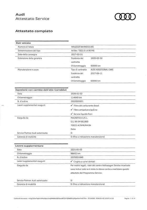 Usata Audi A4 Business 122 CV (89 kW) 2016 Grigio Berlina