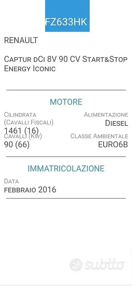 Usata Renault Captur 90 CV (66 kW) 2016 Grigio SUV