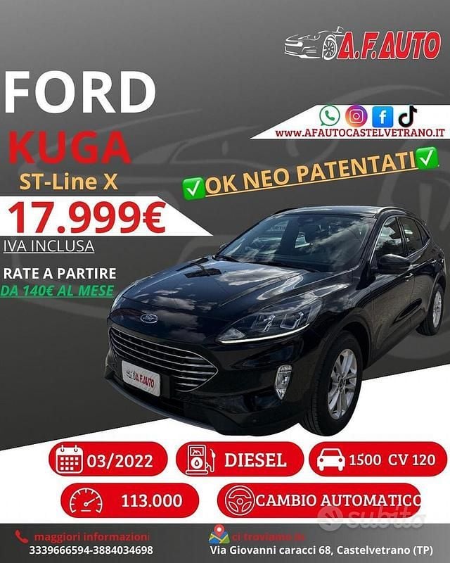 Usata Ford Kuga ST-Line X 120 CV (88 kW) 2022 Nero SUV