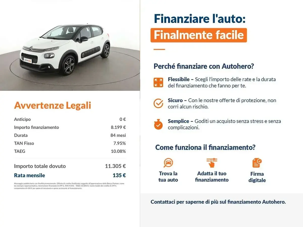 Usata Citroën C3 PureTech 83 CV (61 kW) 2019 Bianco Utilitaria