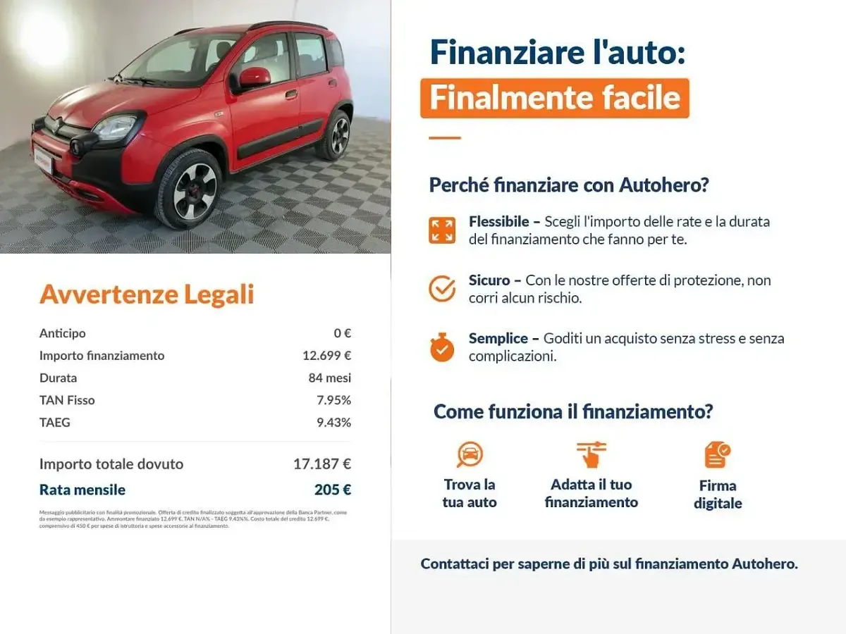 Usata Fiat Panda Red 70 CV (51 kW) 2022 Rosso Utilitaria