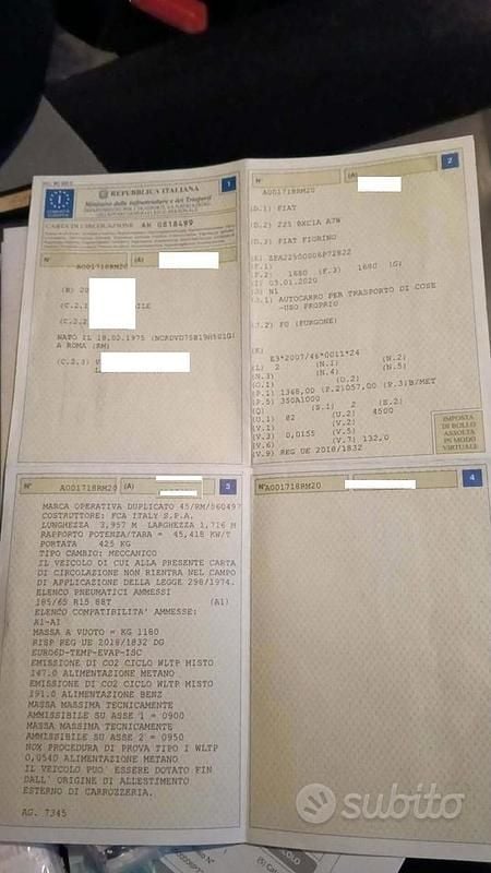 Usata Fiat Fiorino 78 CV (57 kW) 2020 Bianco Monovolume