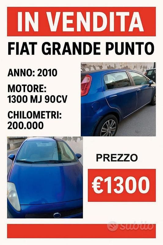 Blu Usata 2010 Fiat Grande Punto Due volumi | 1500 € (Super prezzo) - Immagine 1/2