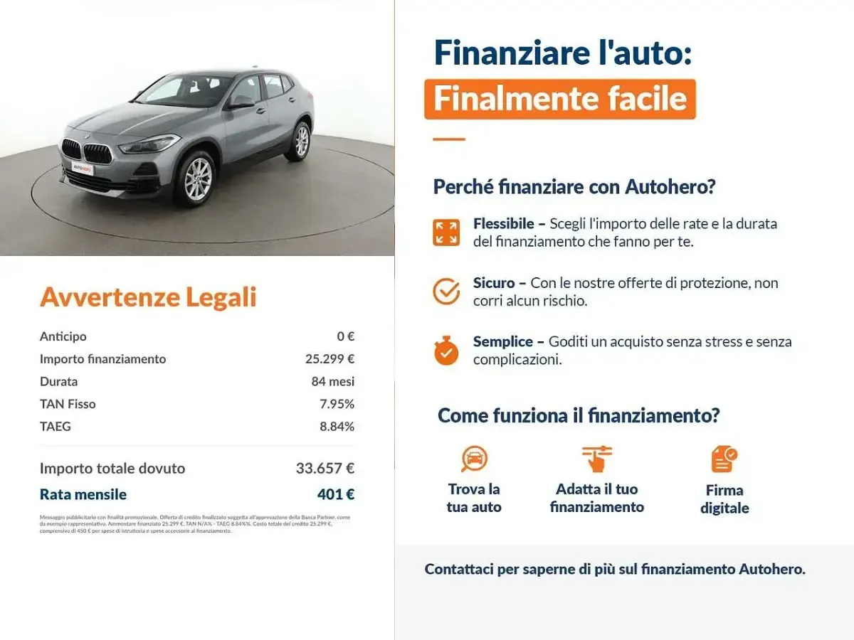 Usata BMW X2 Advantage 116 CV (85 kW) 2023 Grigio SUV