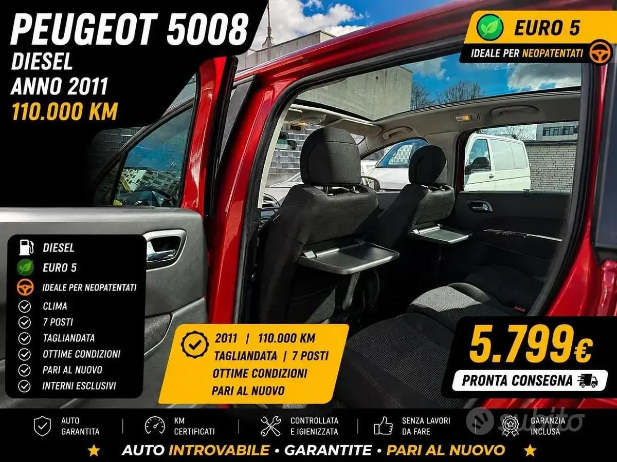 Usata Peugeot 5008 109 CV (80 kW) 2011 Rosso Monovolume