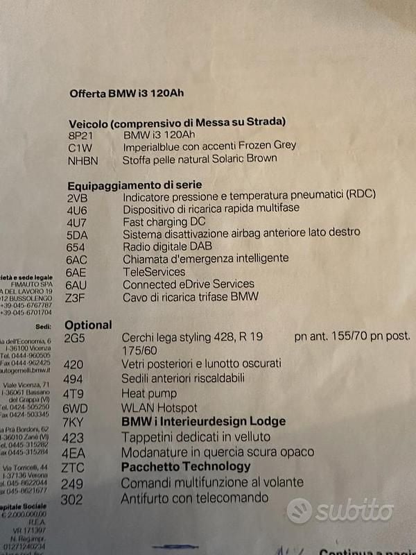 Usata BMW i3 135 kW (184 CV) 2020 Blu Utilitaria