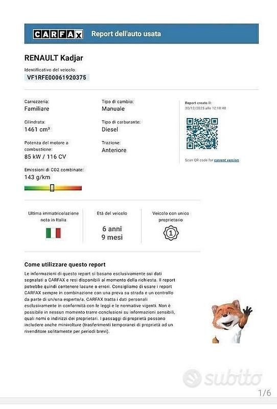 Usata Renault Kadjar 116 CV (85 kW) 2019 Bianco SUV