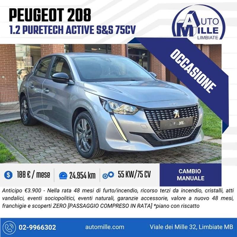 Usata Peugeot 208 Active 75 CV (55 kW) 2022 Grigio Utilitaria