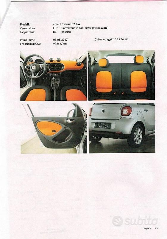 Usata Smart ForFour Passion 71 CV (52 kW) 2016 Grigio Utilitaria