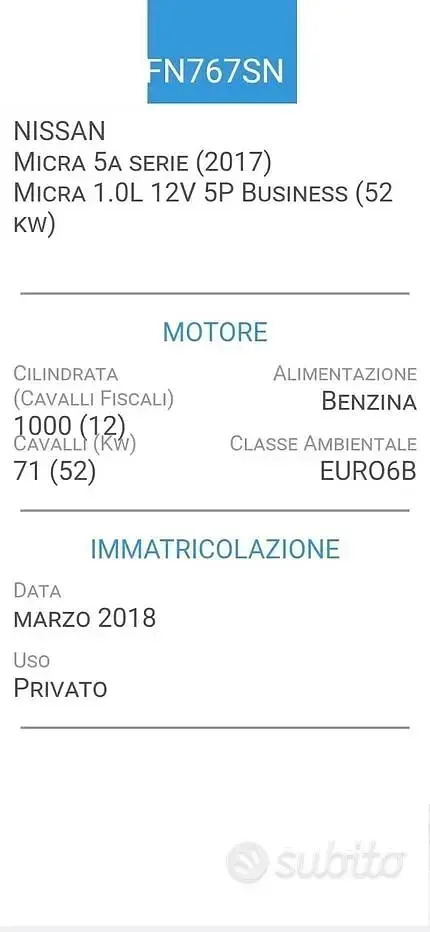 Usata Nissan Micra 71 CV (52 kW) 2018 Grigio Utilitaria