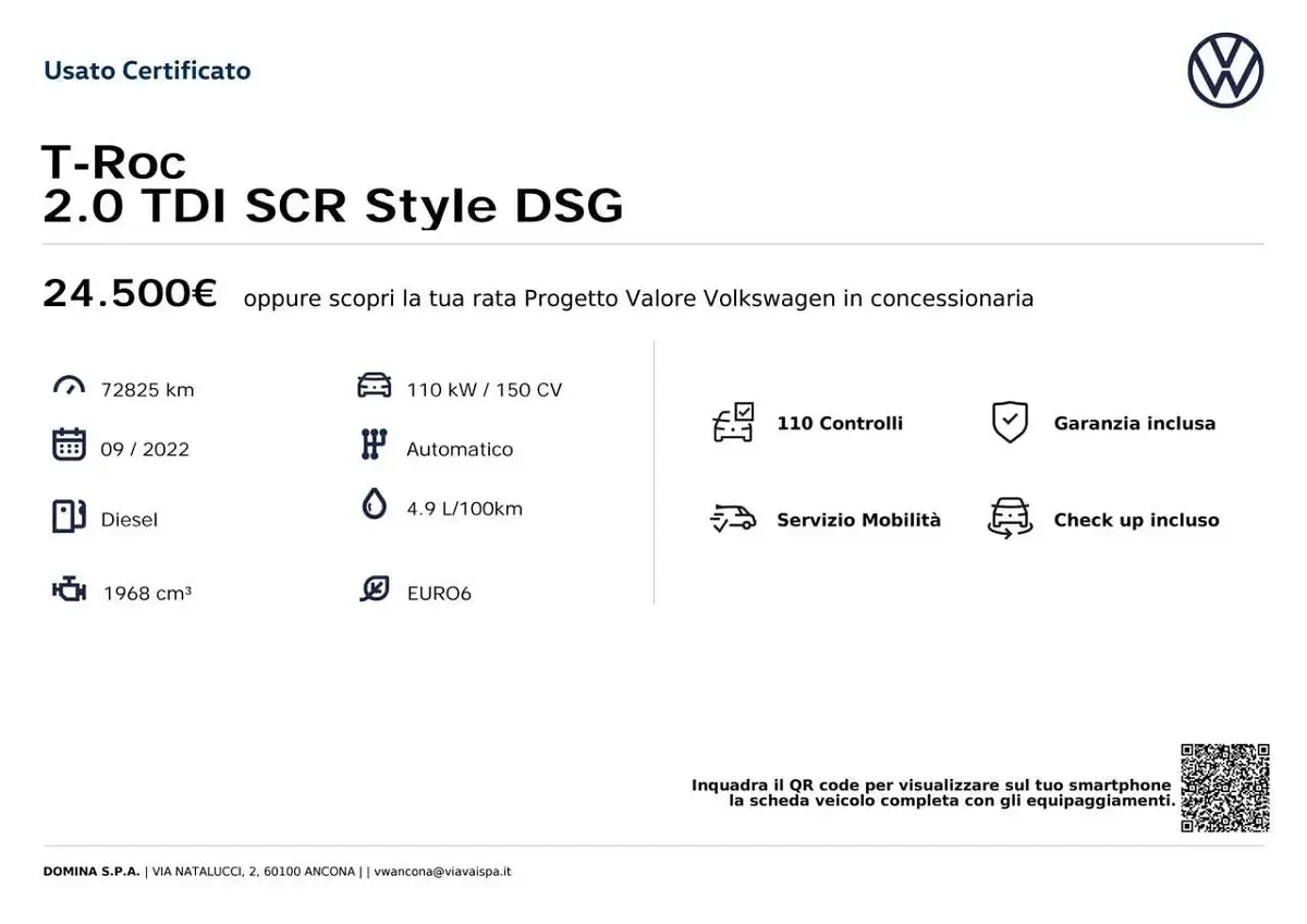 Usata VW T-Roc Style 150 CV (110 kW) 2022 Grigio SUV