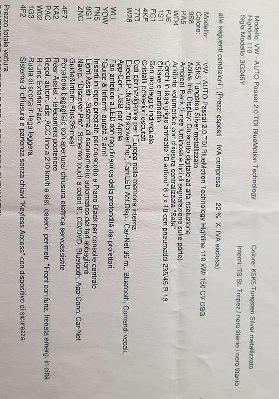 Usata VW Passat Highline 150 CV (110 kW) 2017 Grigio Berlina