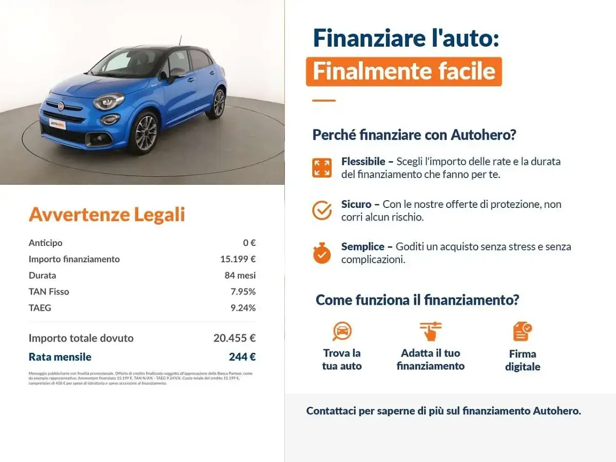 Usado Fiat 500X Sport 150 HP (110 kW) 2020 Azul SUV