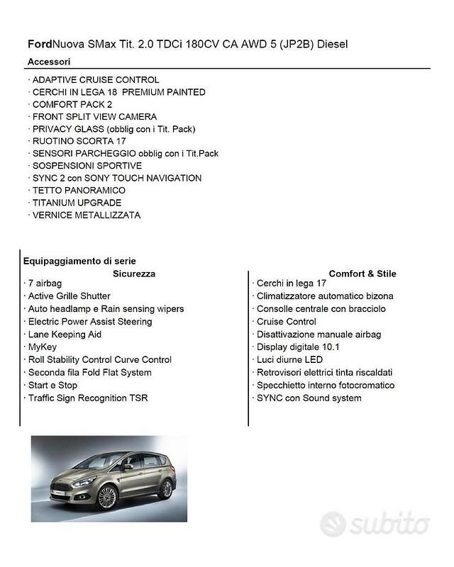 Usata Ford S-MAX S 180 CV (132 kW) 2015 Grigio Monovolume