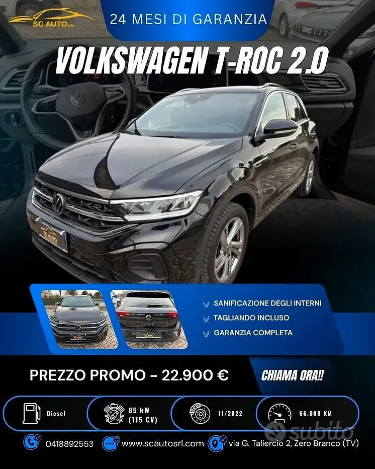 Usata VW T-Roc R-line 116 CV (85 kW) 2021 Nero SUV