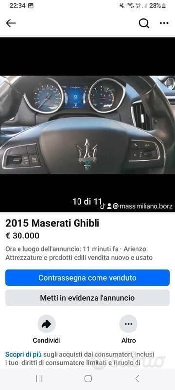 Grigio Usata 2015 Maserati Ghibli Coupé | 29.999 € (Molto cara) - Immagine 1/4