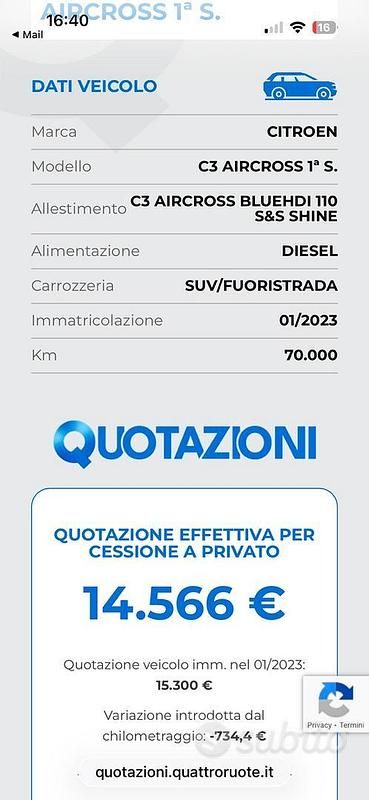 Usata Citroën C3 Aircross Shine 120 CV (88 kW) 2022 Blu SUV