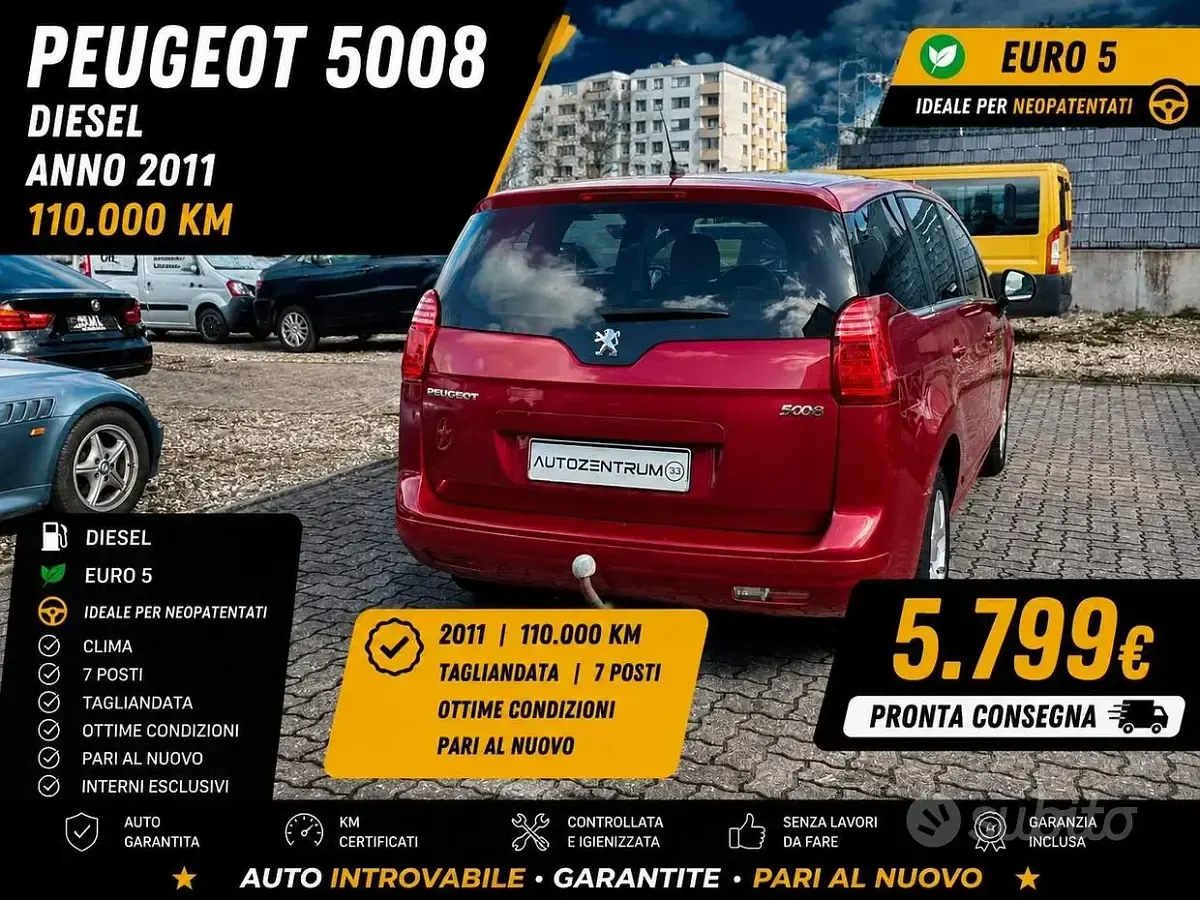 Usata Peugeot 5008 109 CV (80 kW) 2011 Rosso Monovolume