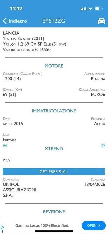 Usata Lancia Ypsilon 69 CV (50 kW) 2015 Other Utilitaria