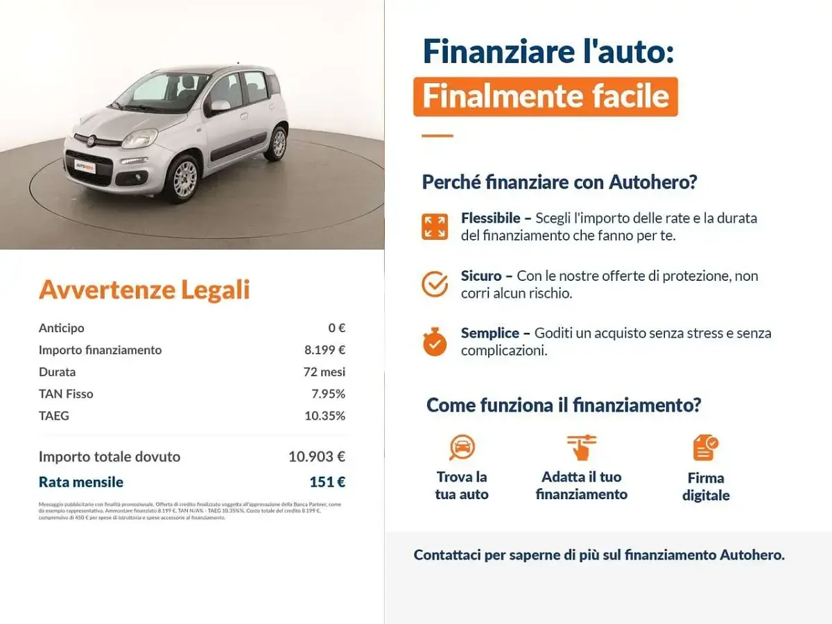 Usata Fiat Panda Lounge 70 CV (51 kW) 2016 Argento Utilitaria