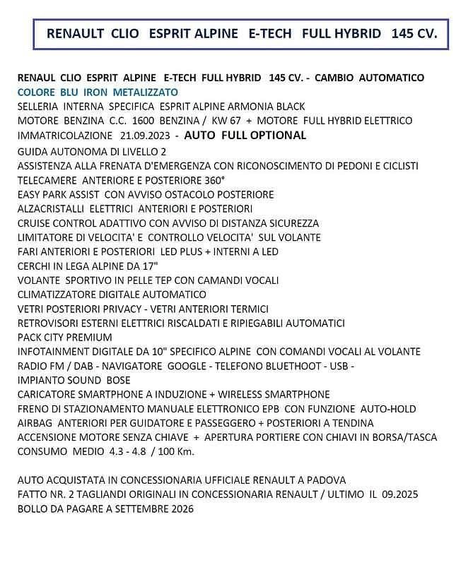 Usata Renault Clio V Esprit Alpine 145 CV (106 kW) 2023 Blu/azzurro Berlina
