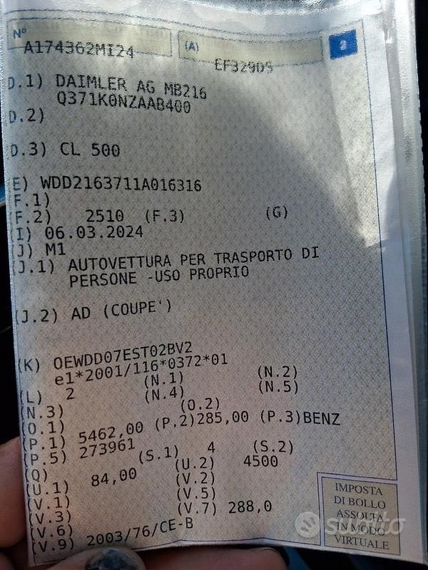 Usata Mercedes CL500 AMG 388 CV (285 kW) 2011 Grigio Coupé