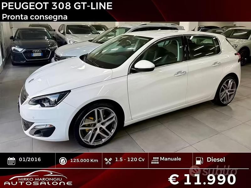 Usata Peugeot 308 GT-line 120 CV (88 kW) 2016 Bianco Berlina