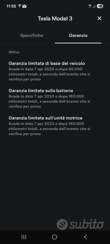 Usata Tesla Model 3 RWD 235 kW (320 CV) 2025 Bianco Berlina