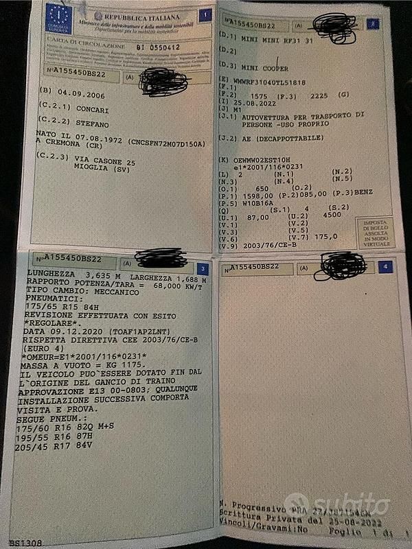 Usata Mini Cooper 2006 Utilitaria