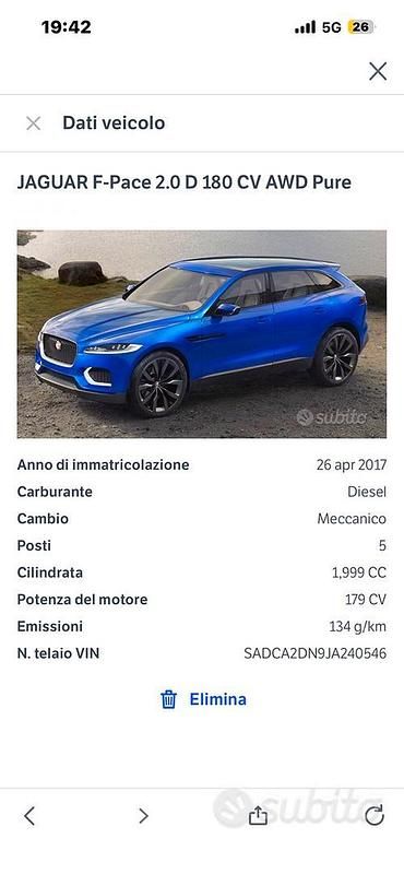Grigio Usata 2017 Jaguar F-Pace SUV | 16.000 € (Super prezzo) - Immagine 1/4