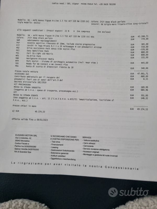 Usata VW Tiguan R-line 150 CV (110 kW) 2023 Nero SUV