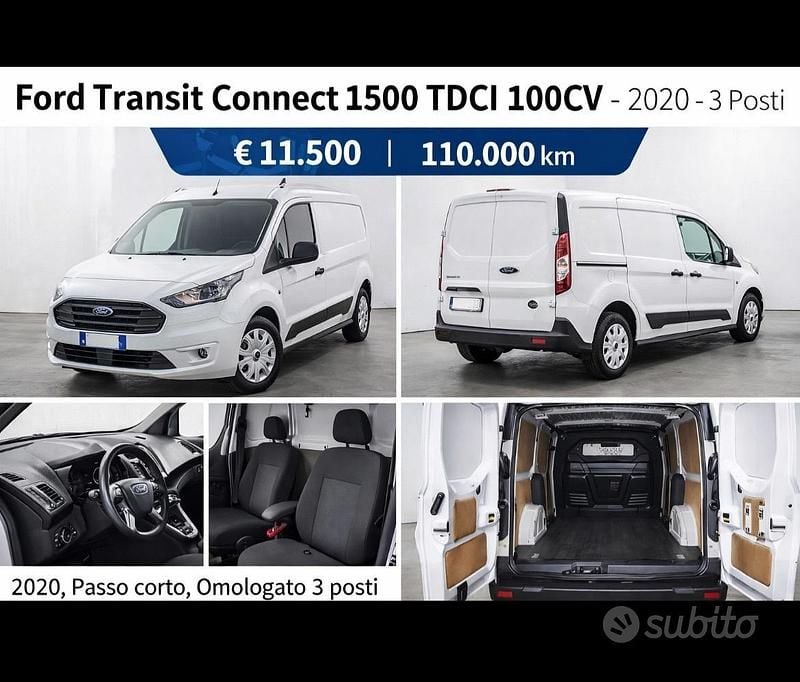Usata Ford Transit Connect 100 CV (73 kW) 2020 Bianco Monovolume
