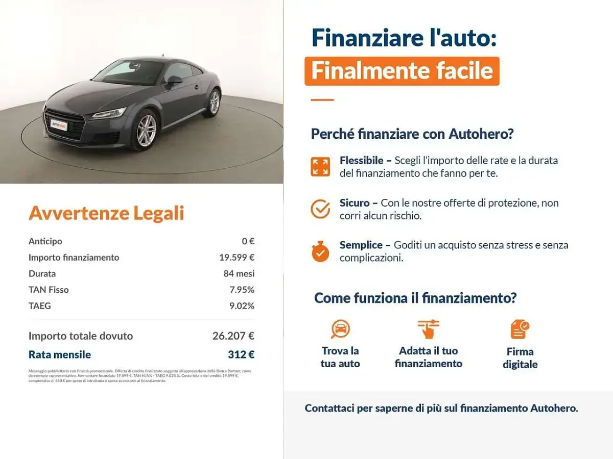 Usata Audi TT 230 CV (169 kW) 2016 Grigio Coupé
