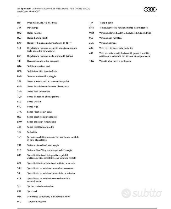 Usata Audi A1 Admired 95 CV (69 kW) 2024 Nero Berlina