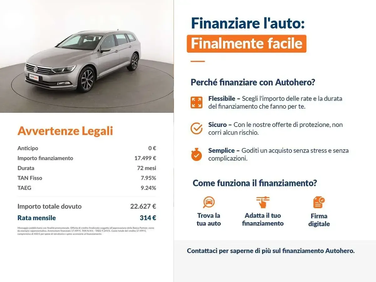 Usata VW Passat Highline 150 CV (110 kW) 2016 Grigio Station wagon