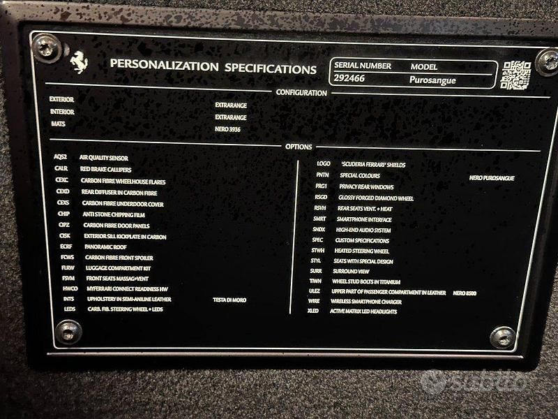 Usata Ferrari Purosangue 718 CV (528 kW) 2024 Nero purosangue metallizzato SUV