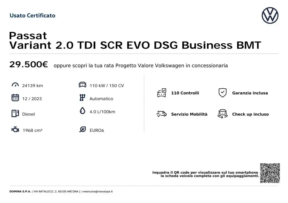 Begagnad VW Passat Business 150 HK (110 kW) 2023 Grå Kombi