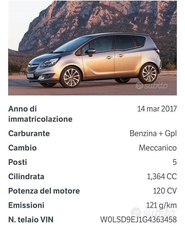 Usata Opel Meriva 120 CV (88 kW) 2017 Bianco Monovolume
