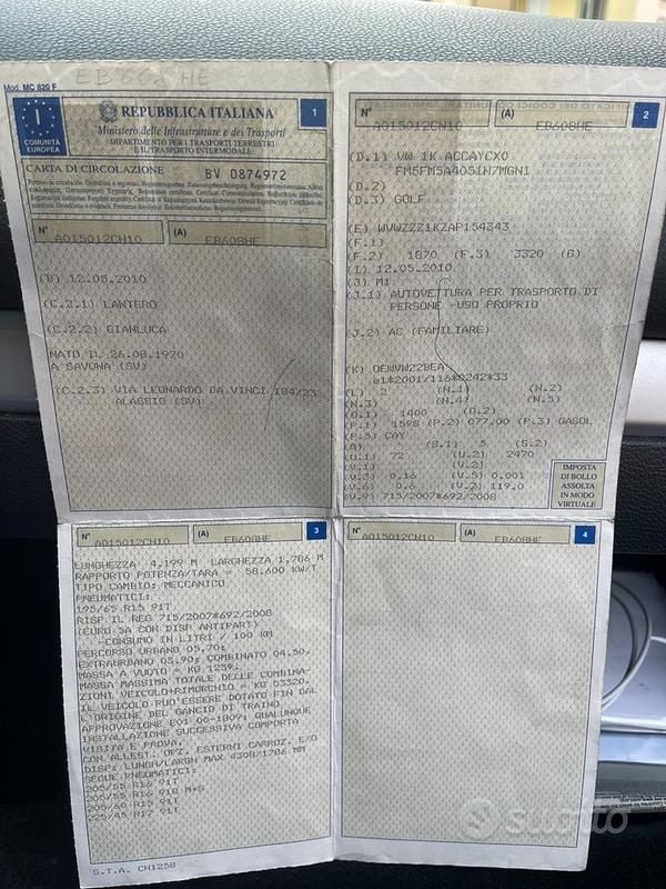 Usata VW Golf VI 2010 Grigio Utilitaria