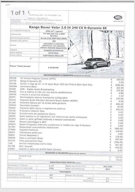 Usata Land Rover Range Rover Velar SE Dynamic 241 CV (177 kW) 2017 Grigio SUV