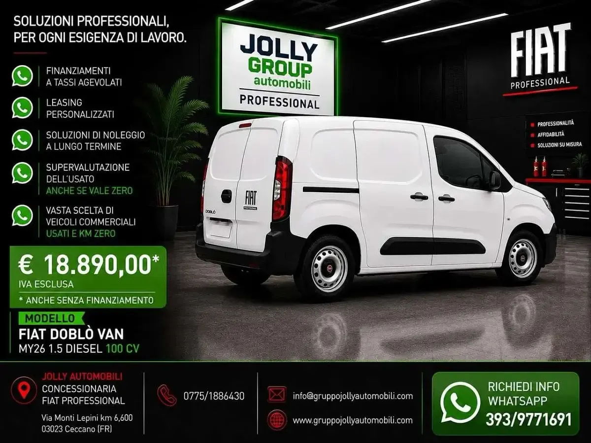 Nuova Fiat Doblò 101 CV (74 kW) 2026 Bianco Monovolume
