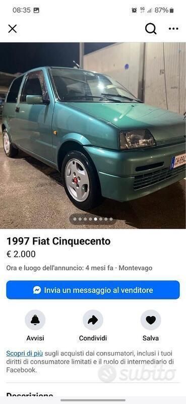 Usata Fiat Cinquecento 1995 Verde Utilitaria