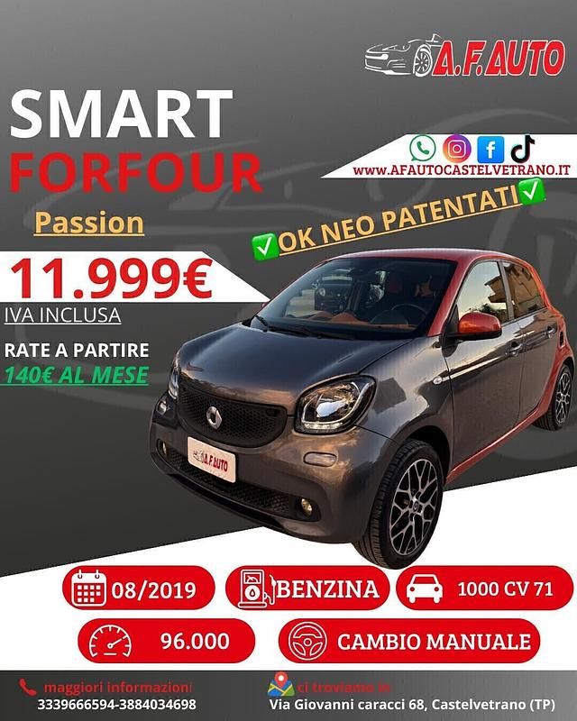 Usata Smart ForFour Passion 70 CV (51 kW) 2019 Grigio Utilitaria