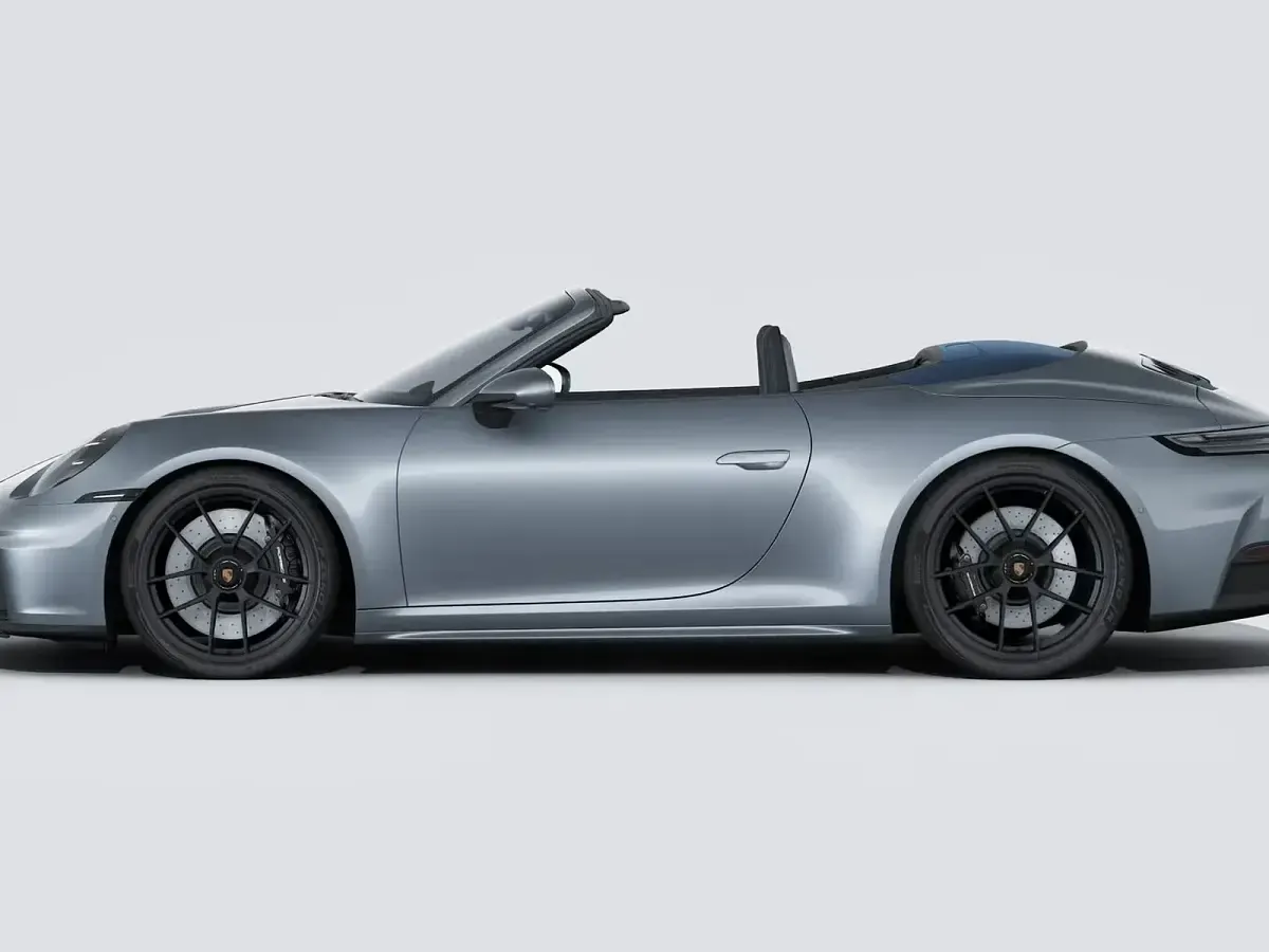 Nuova Porsche 911 Carrera 4 GTS 2026 Grigio vanadio metallizzato/capote blu Cabrio