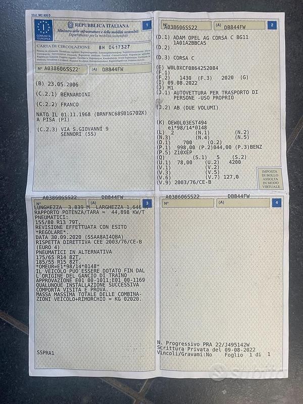 Usata Opel Corsa 2006 Grigio Berlina