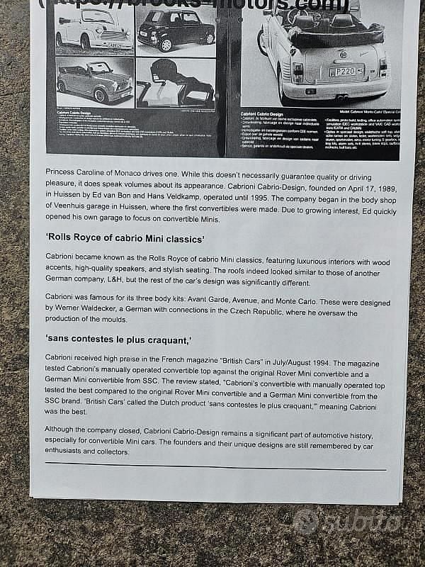 Usata Rover Mini 62 CV (45 kW) 1992 Cabrio