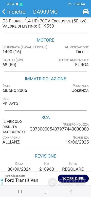 Usata Citroën C3 70 CV (51 kW) 2006 Blu Utilitaria