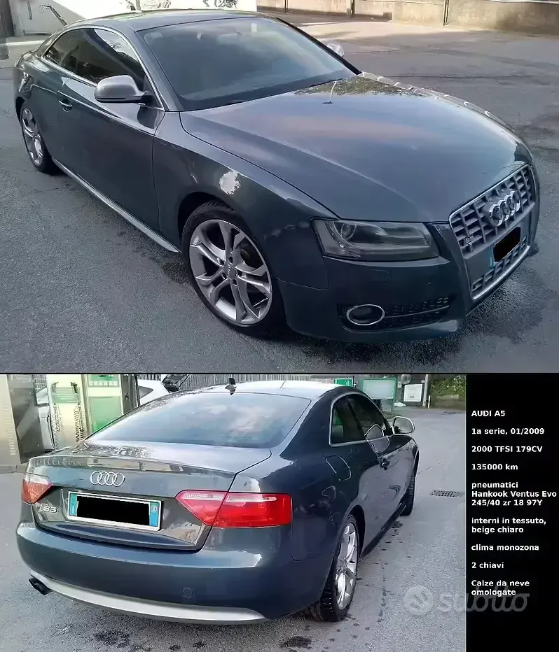 Usata Audi A5 180 CV (132 kW) 2009 Grigio Coupé