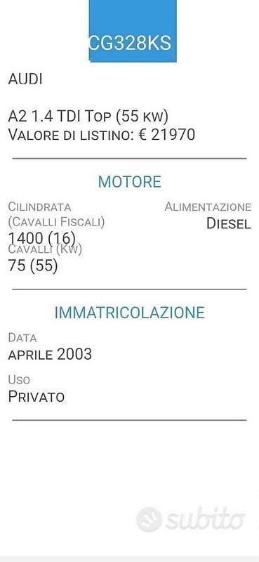Usata Audi A2 75 CV (55 kW) 2003 Nero Utilitaria