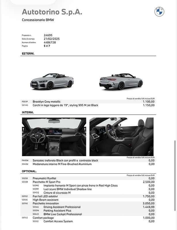 Usata BMW 440 Cabriolet M Sport 374 CV (275 kW) 2024 Cabrio